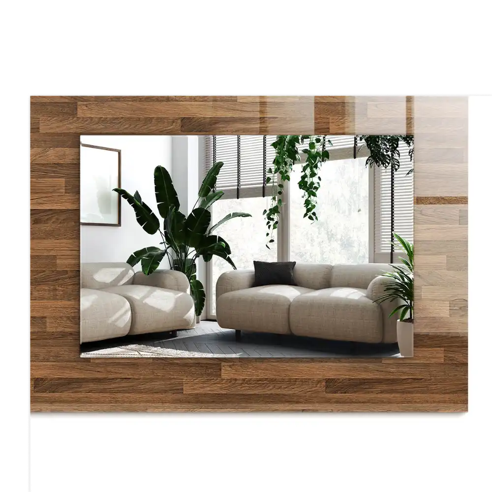Rectangular wall mirror design Wooden panels
