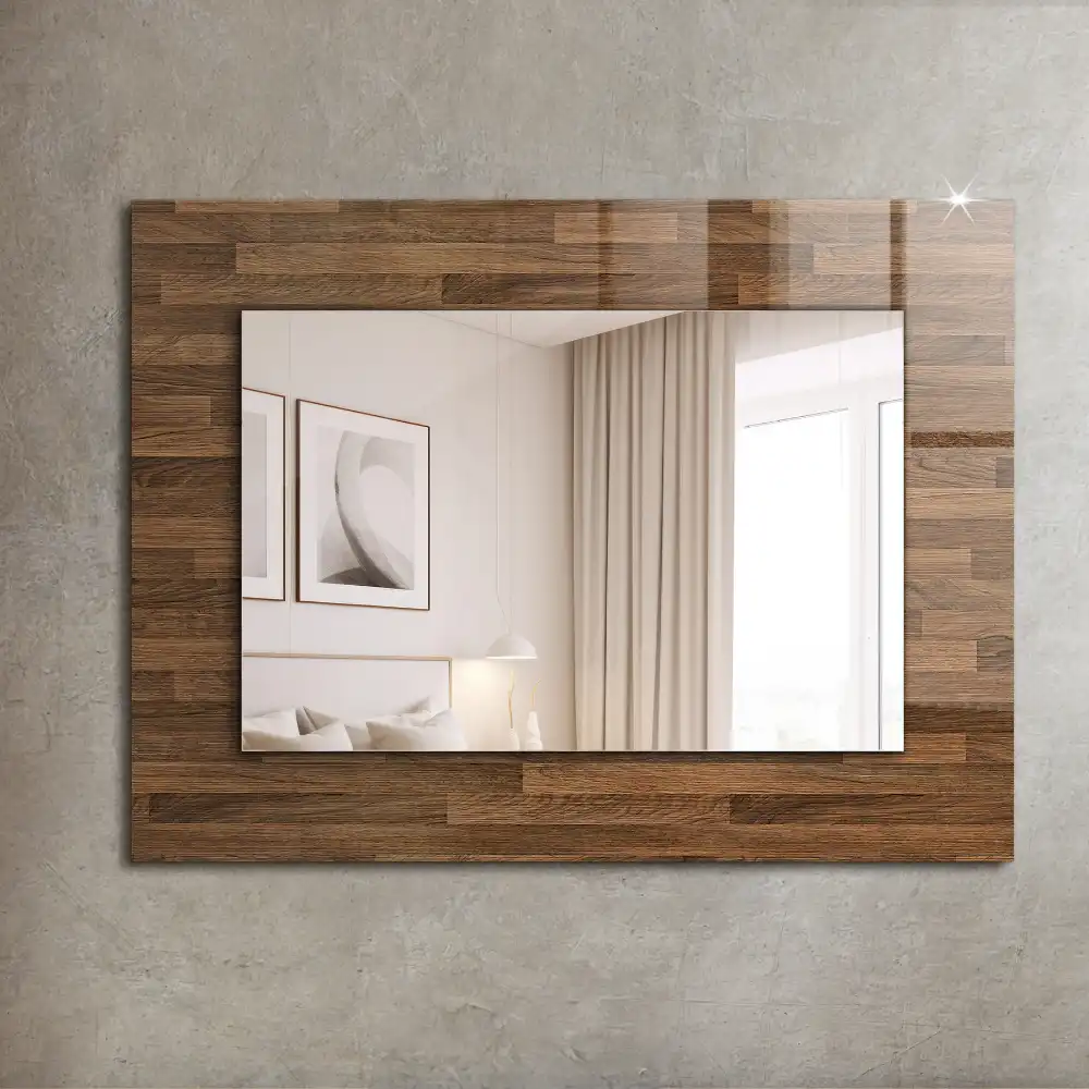 Rectangular wall mirror design Wooden panels