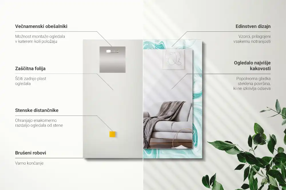 Rectangular mirror print Abstract Marble Pattern