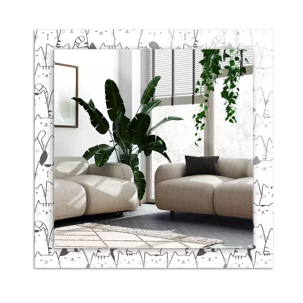 Rectangle decorative mirror happy cats