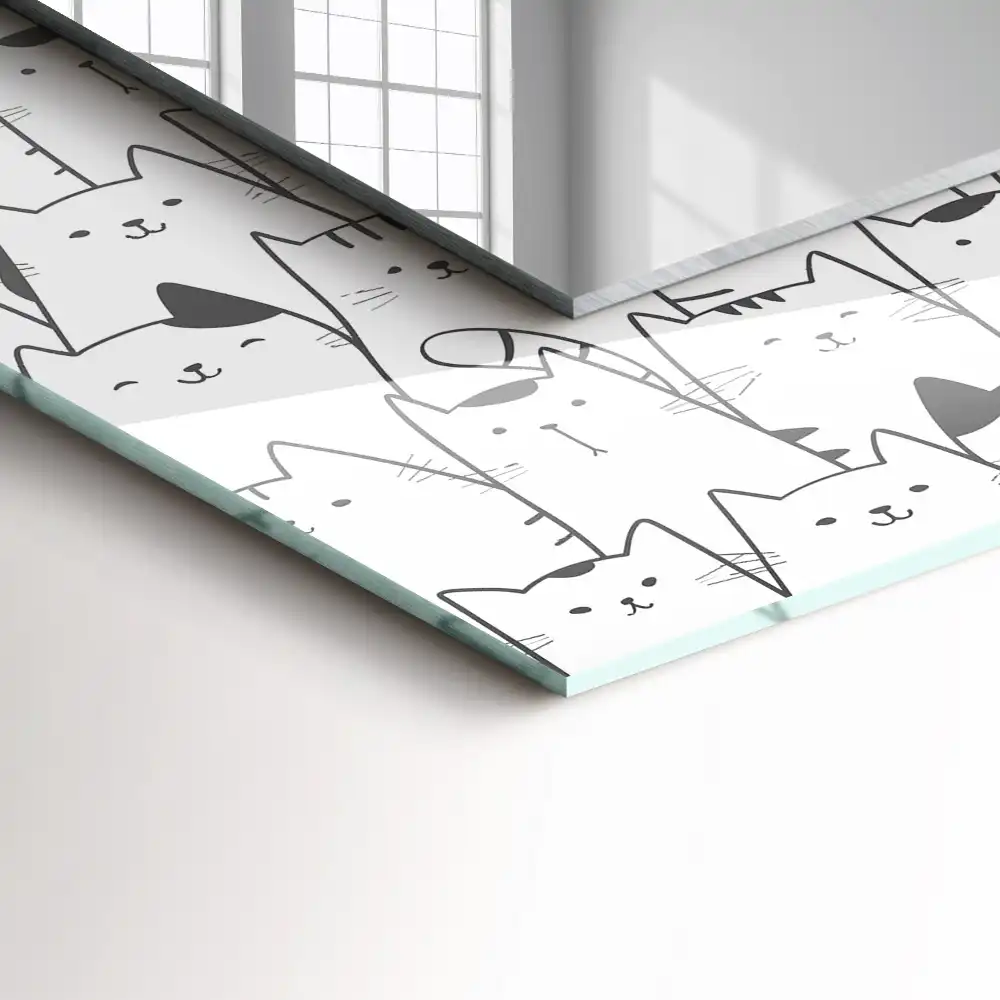 Rectangle decorative mirror happy cats