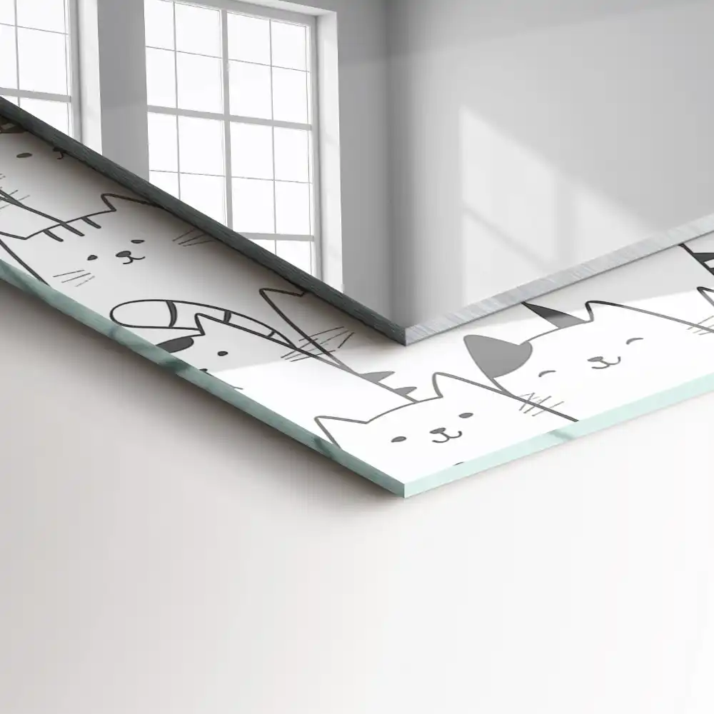 Rectangle decorative mirror happy cats