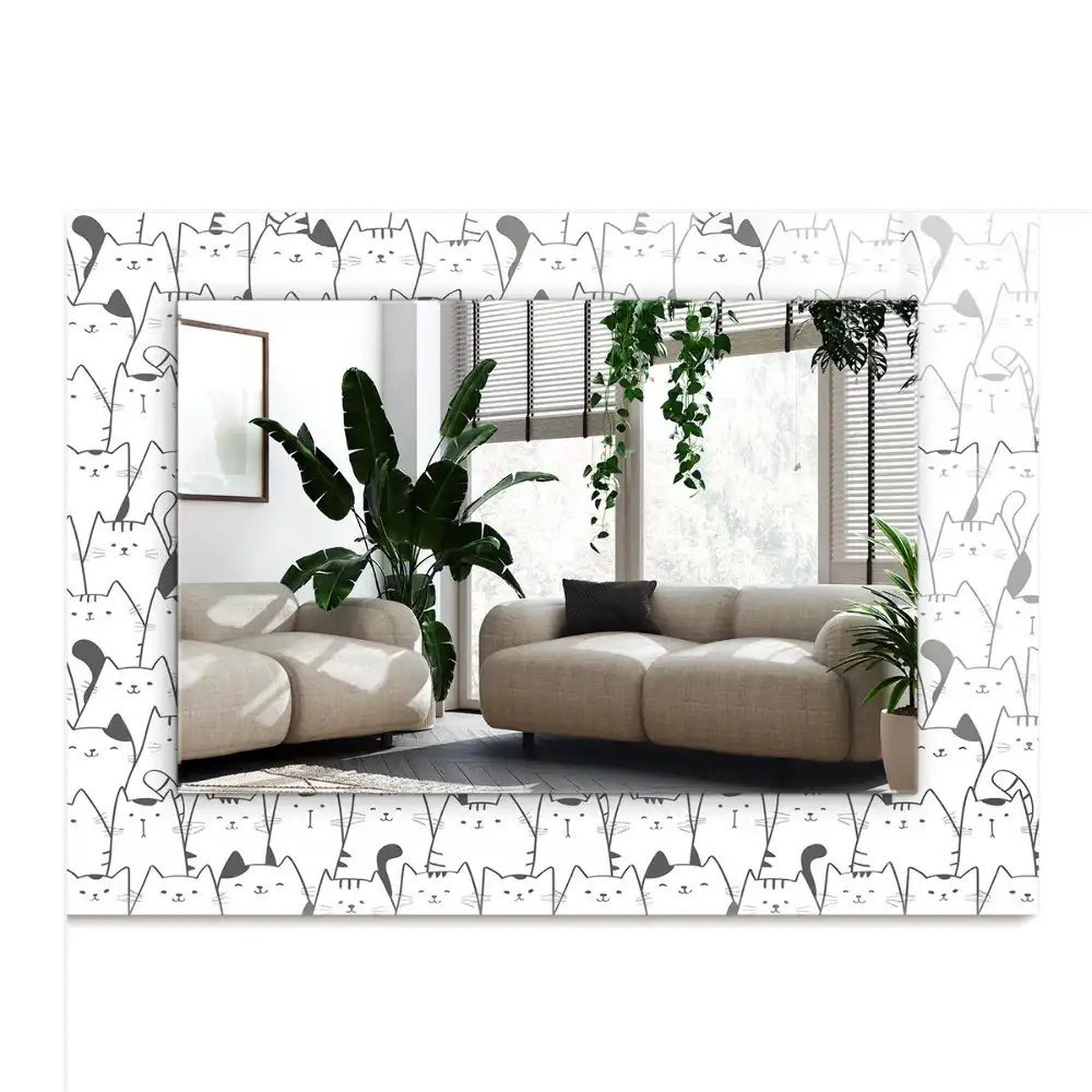 Rectangle decorative mirror happy cats