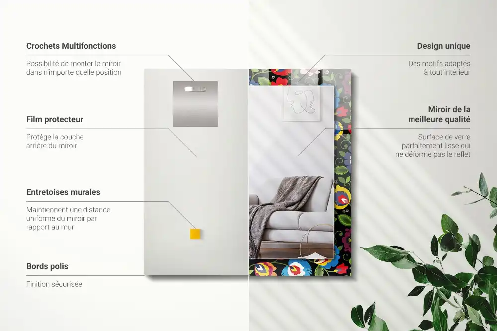 Rectangular mirror print Colorful Folk Patterns