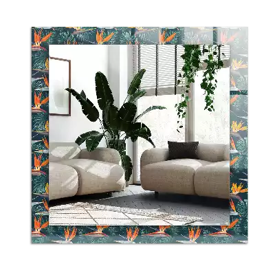 Rectangular wall mirror design Flowers and leaves
