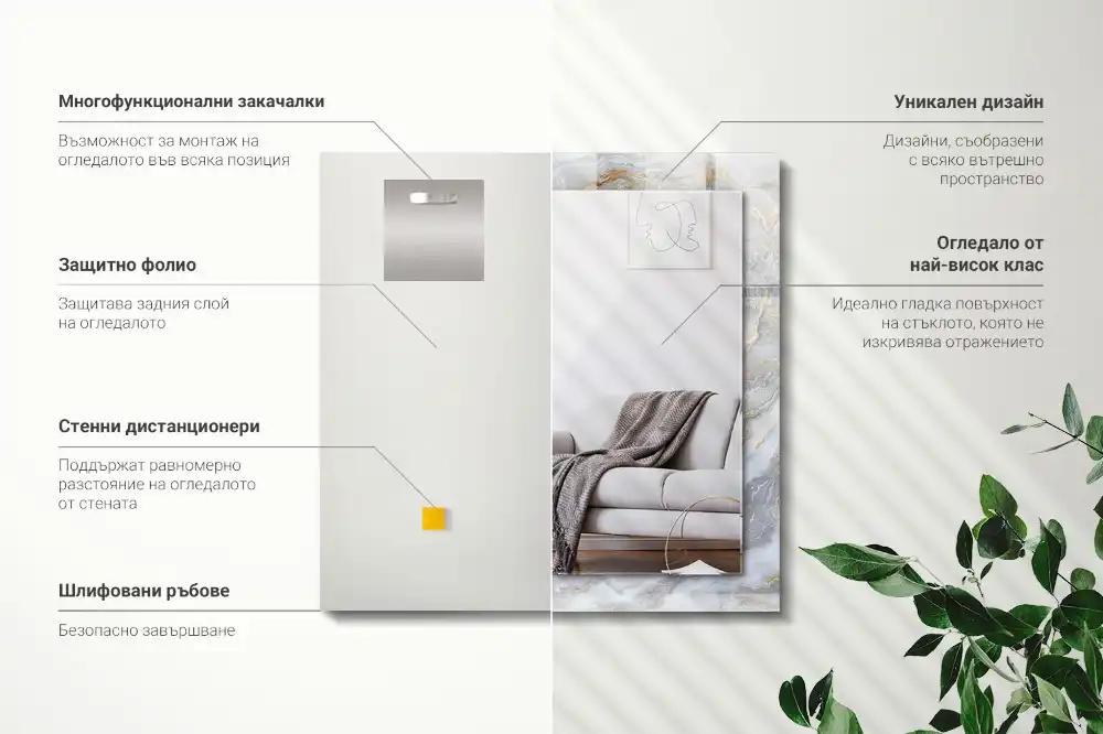 Rectangular mirror print Marble pattern texture