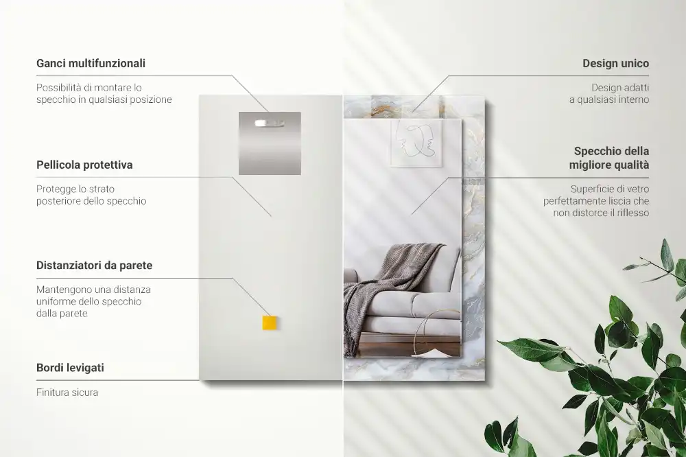 Rectangular mirror print Marble pattern texture