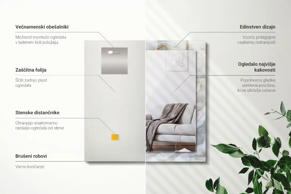 Rectangular mirror print Marble pattern texture