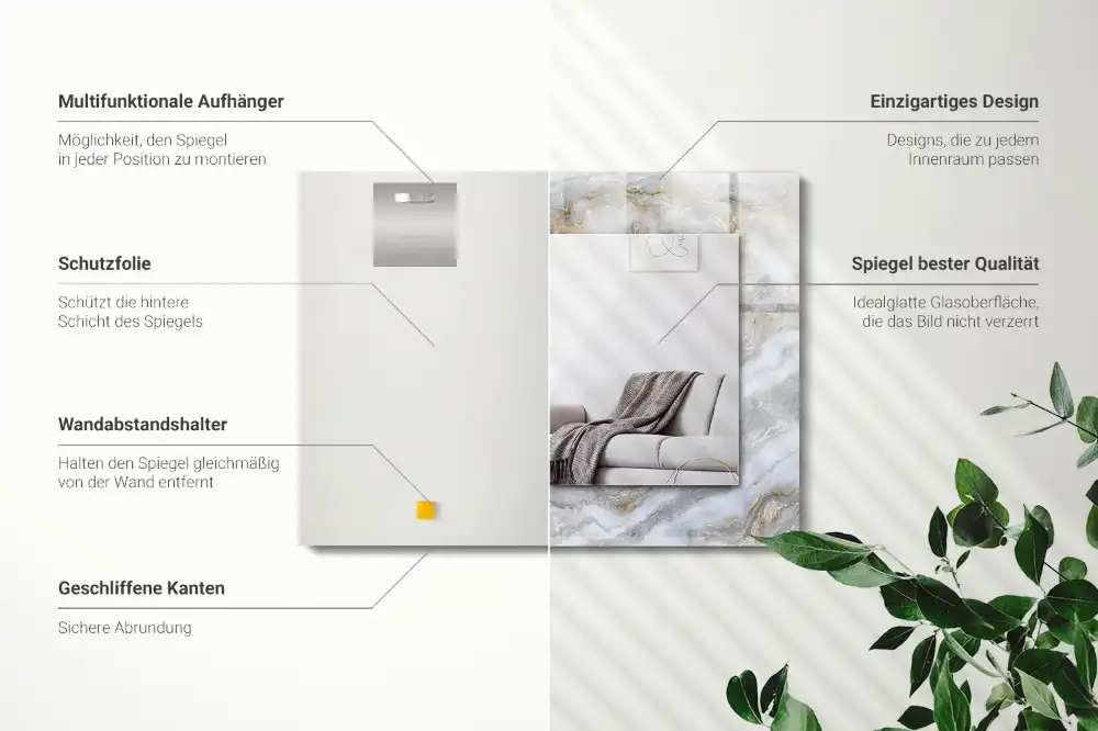 Rectangular mirror print Marble pattern texture