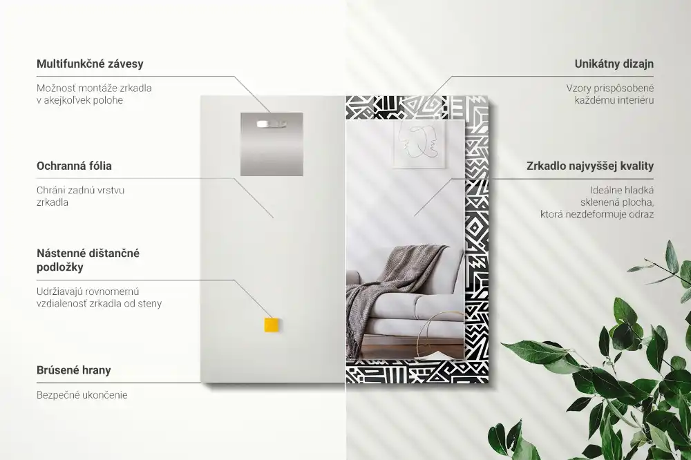 Rectangle decorative mirror Geometric pattern