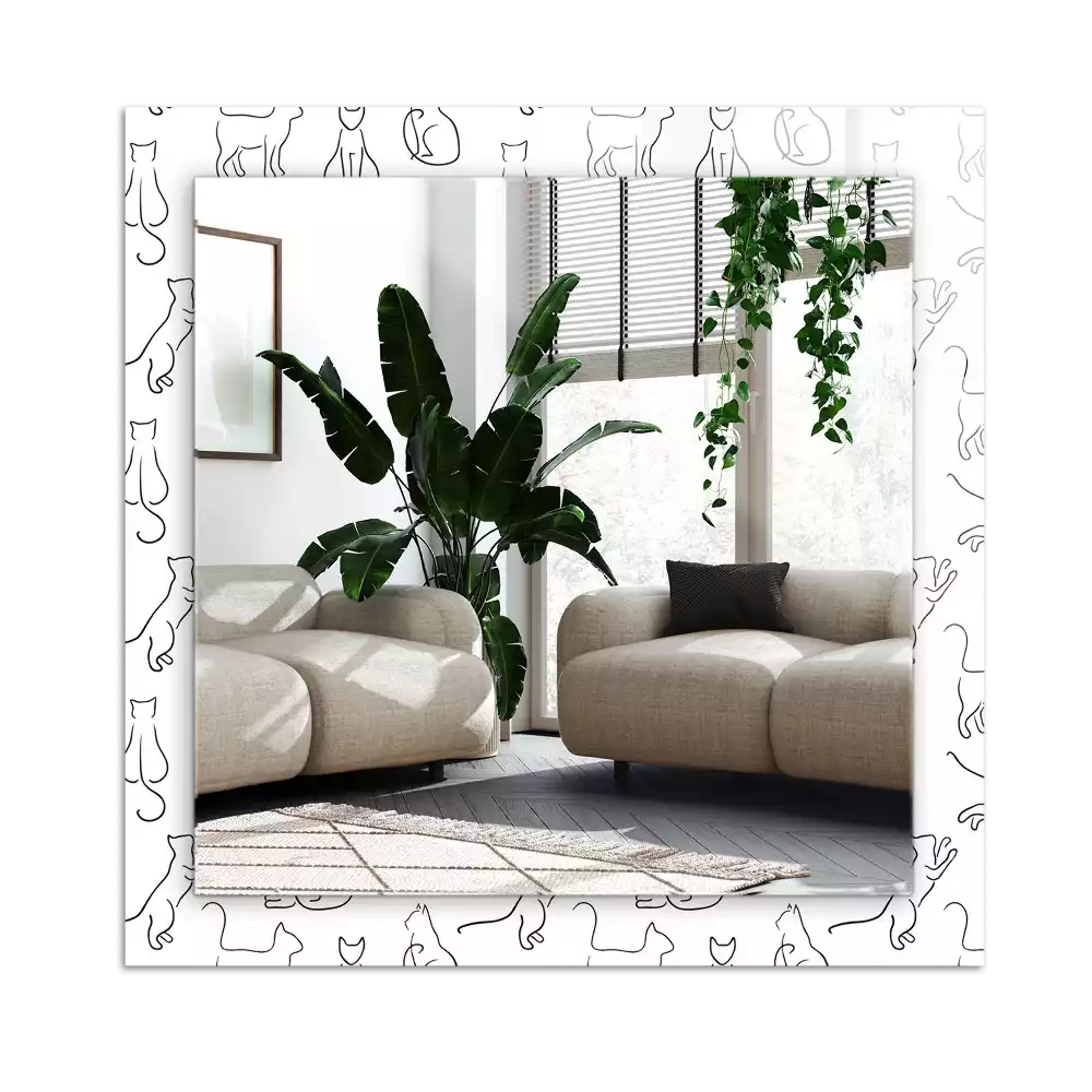 Rectangular wall mirror design Cats outlines