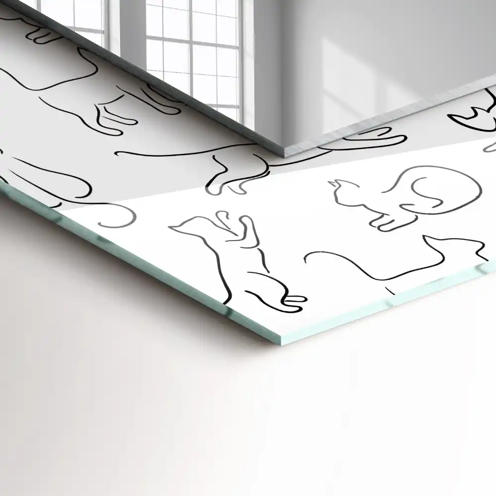 Rectangular wall mirror design Cats outlines