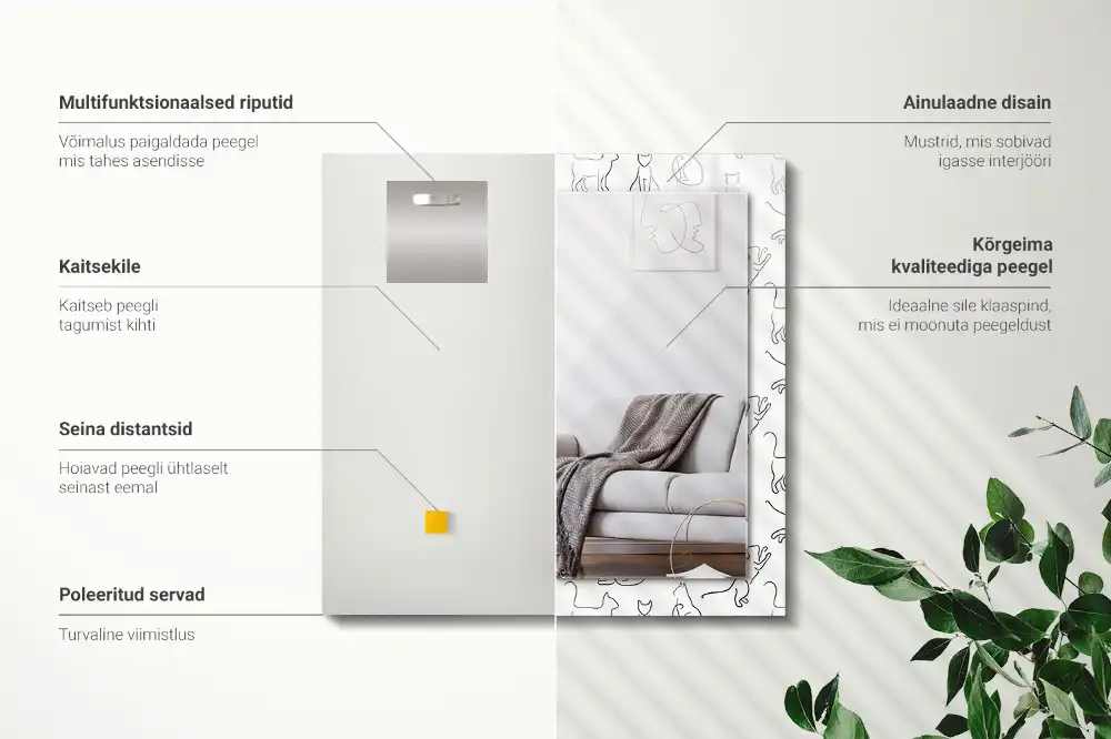 Rectangular wall mirror design Cats outlines