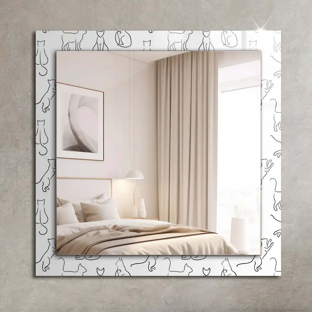 Rectangular wall mirror design Cats outlines