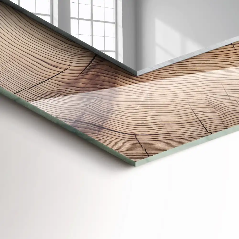 Rectangular decorative mirror Cross section of a tree trunk