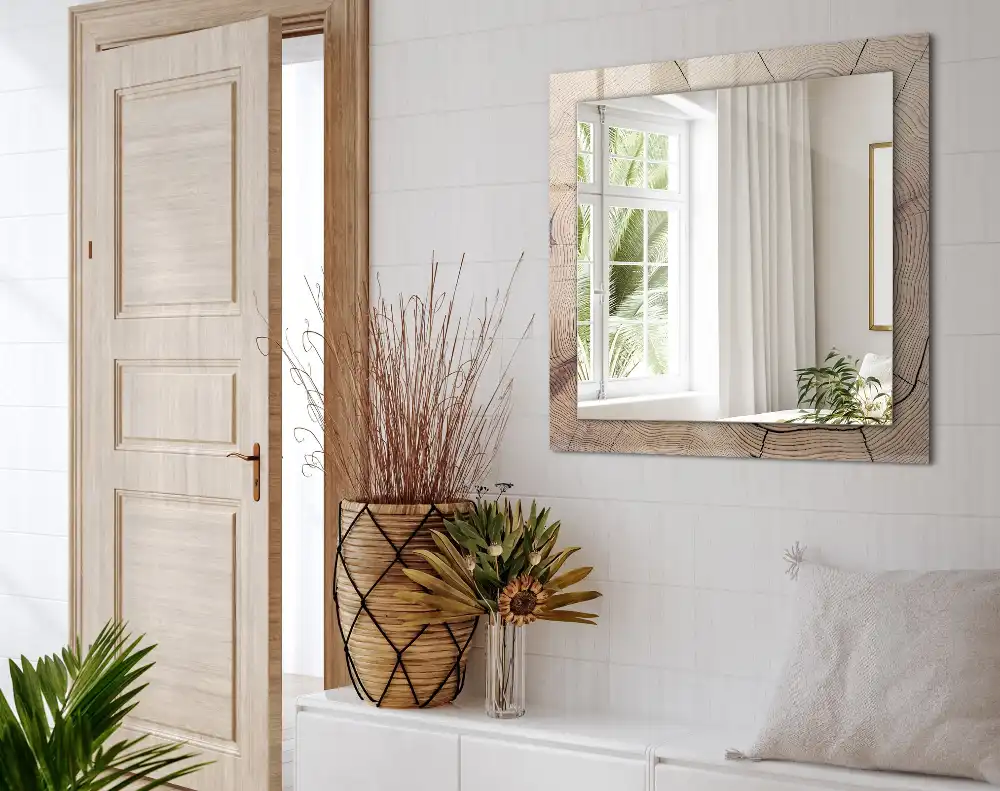 Rectangular decorative mirror Cross section of a tree trunk