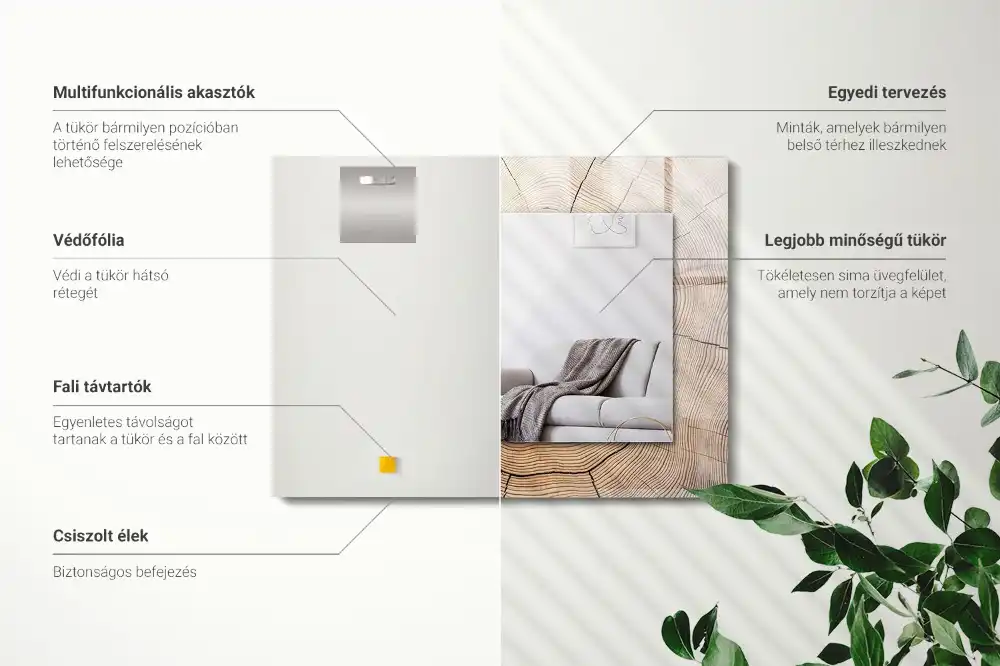 Rectangular decorative mirror Cross section of a tree trunk