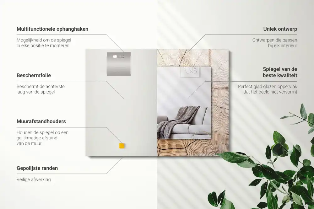 Rectangular decorative mirror Cross section of a tree trunk