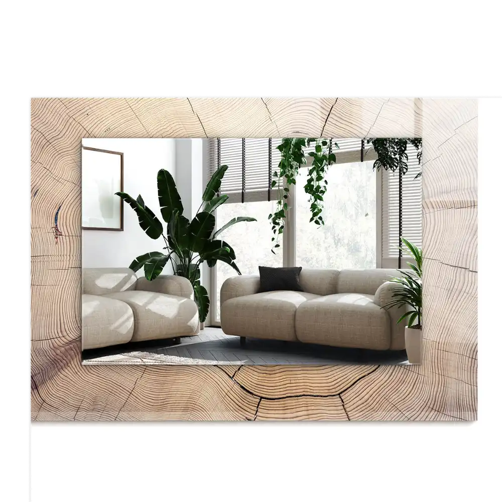 Rectangular decorative mirror Cross section of a tree trunk