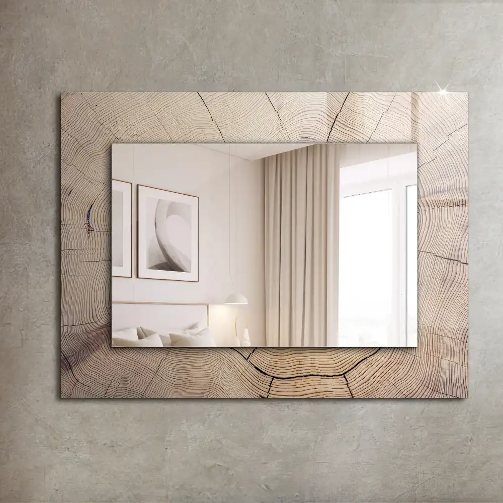 Rectangular decorative mirror Cross section of a tree trunk