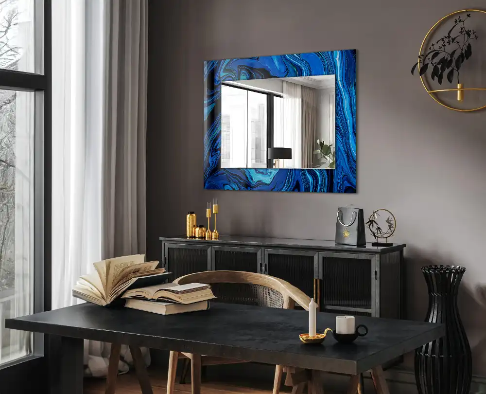 Rectangular mirror print Abstract blue pattern