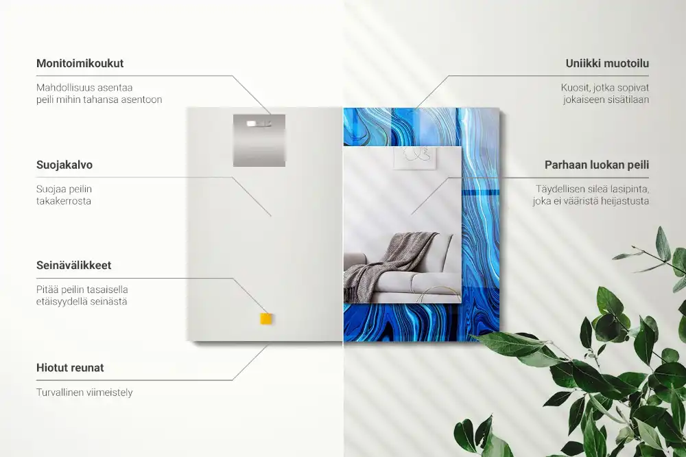 Rectangular mirror print Abstract blue pattern