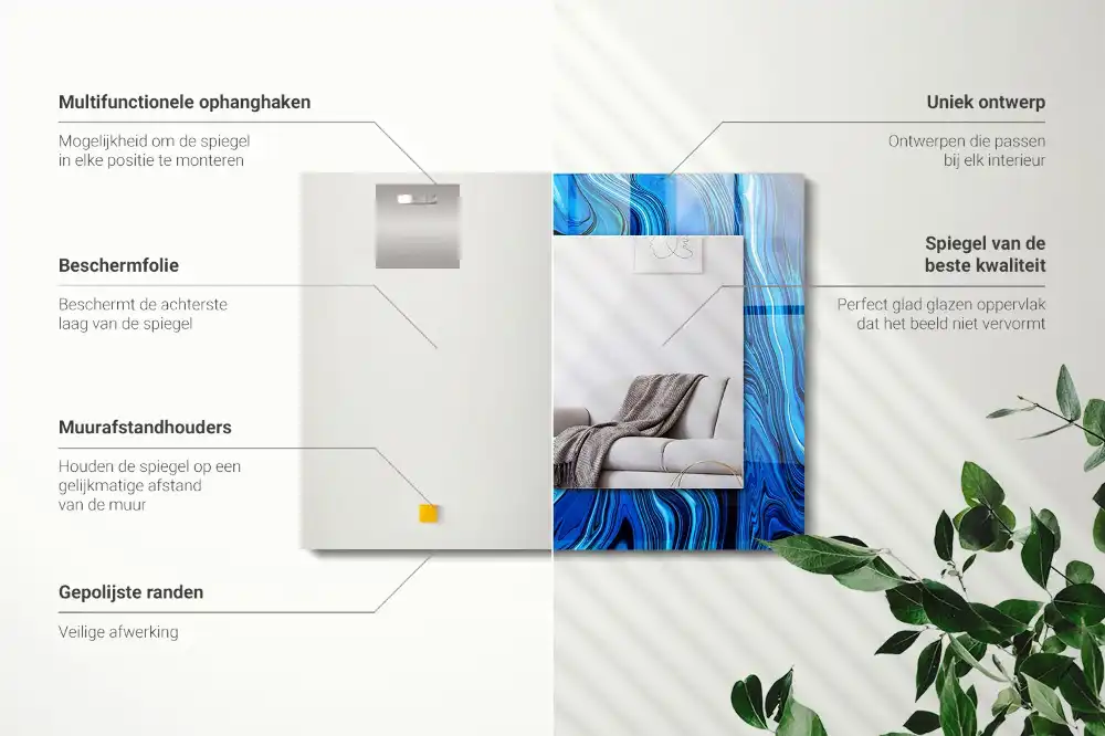 Rectangular mirror print Abstract blue pattern