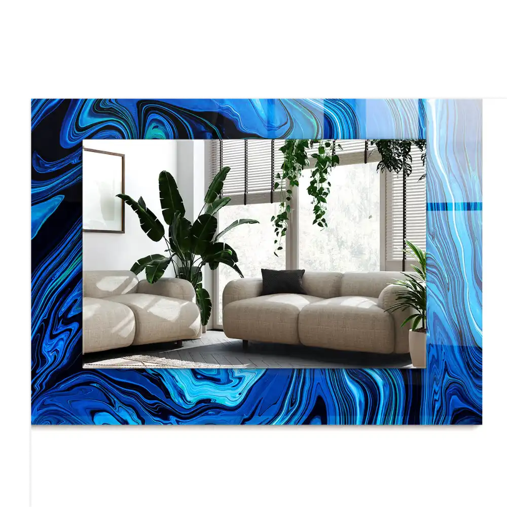 Rectangular mirror print Abstract blue pattern