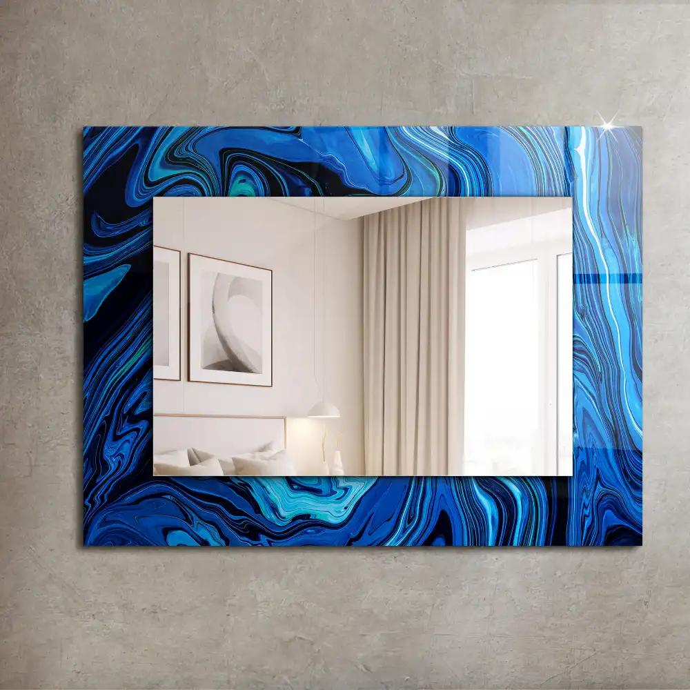 Rectangular mirror print Abstract blue pattern
