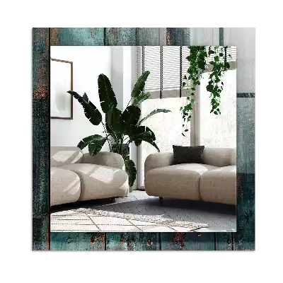 Rectangle decorative mirror Wooden green boards