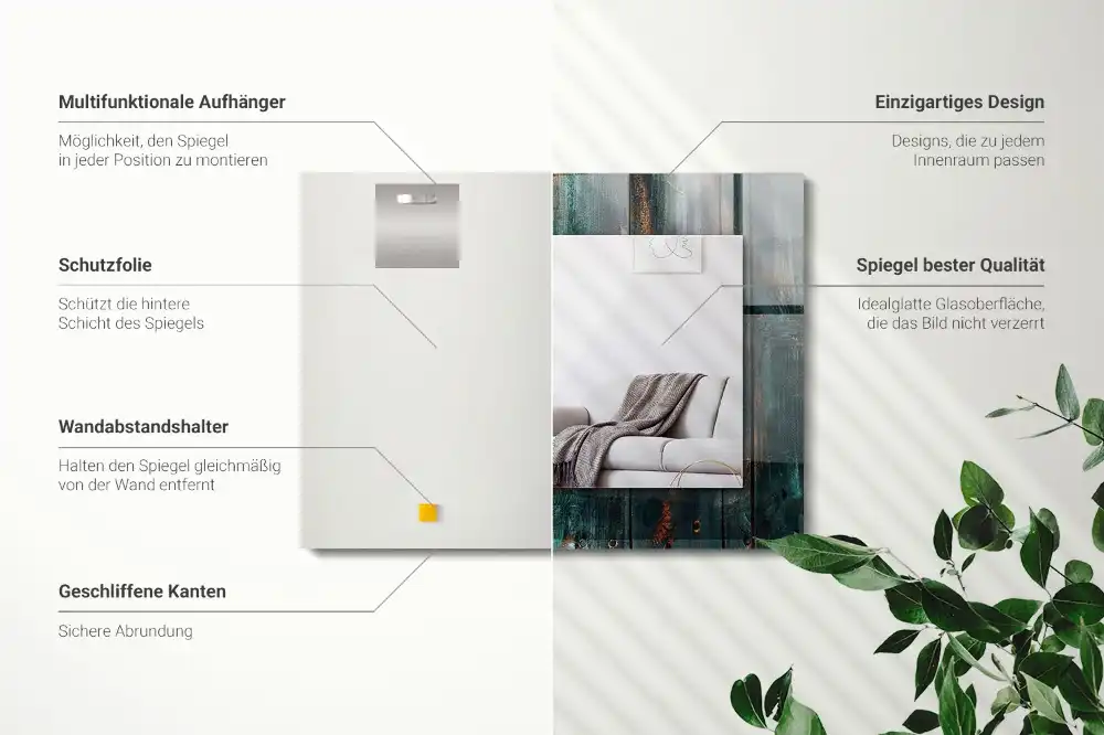 Rectangle decorative mirror Wooden green boards