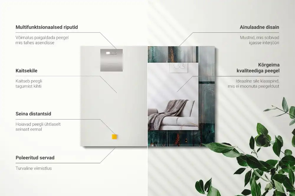 Rectangle decorative mirror Wooden green boards