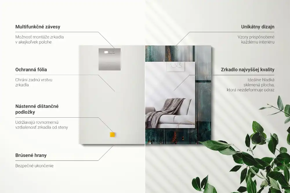 Rectangle decorative mirror Wooden green boards