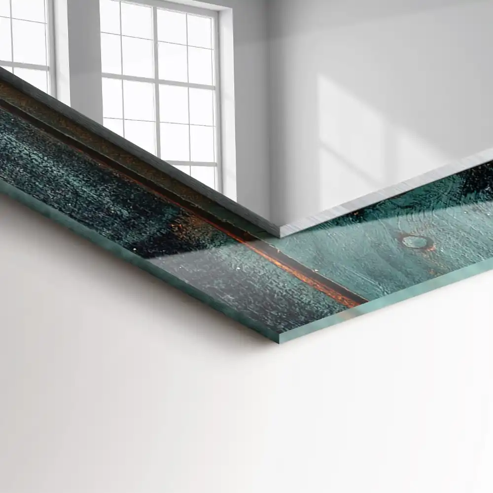Rectangle decorative mirror Wooden green boards