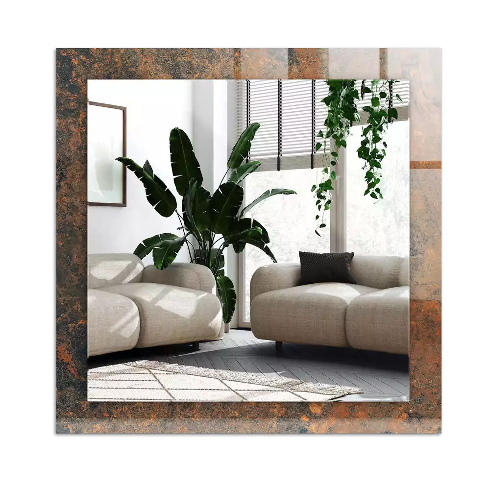 Rectangular wall mirror design Rusty metal