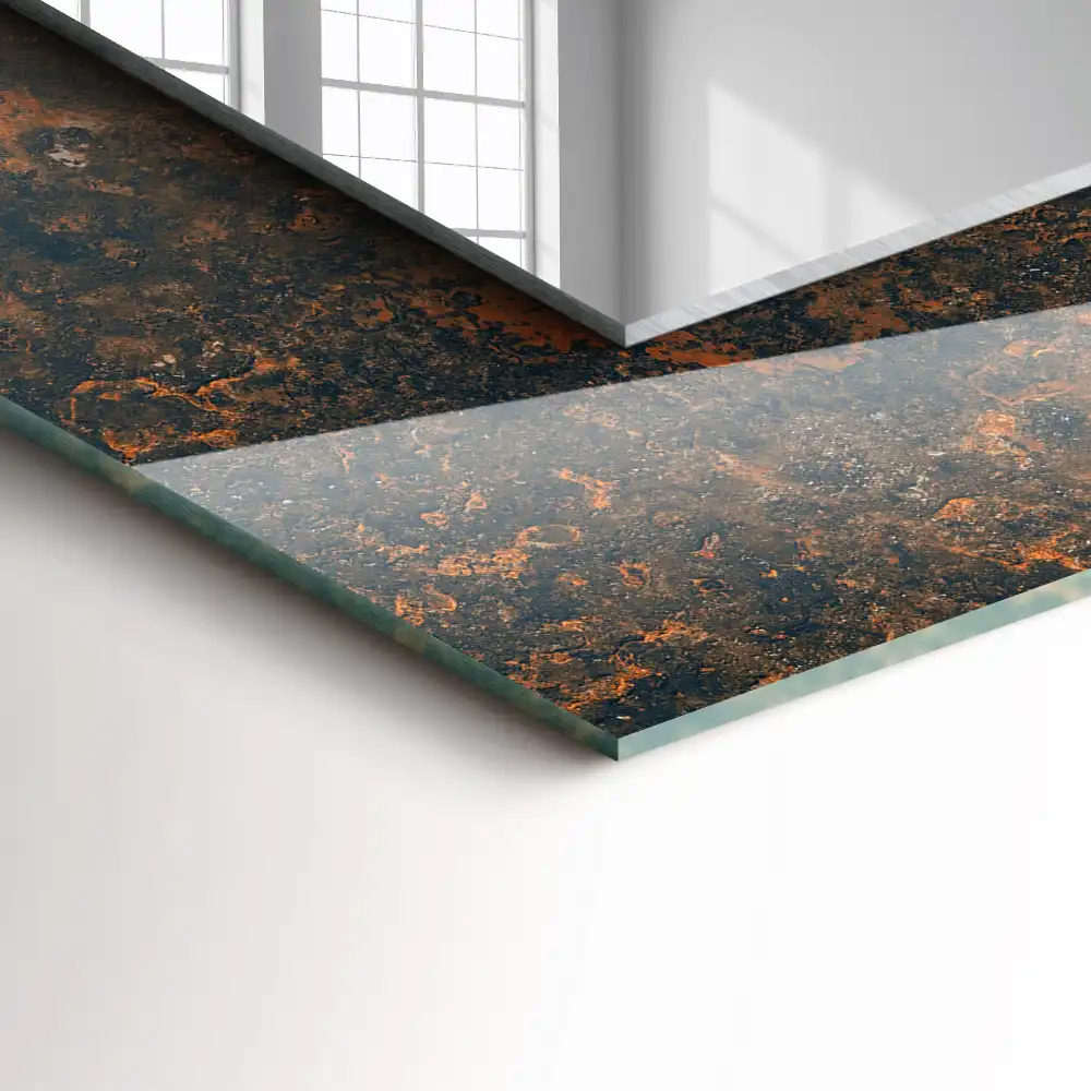 Rectangular wall mirror design Rusty metal