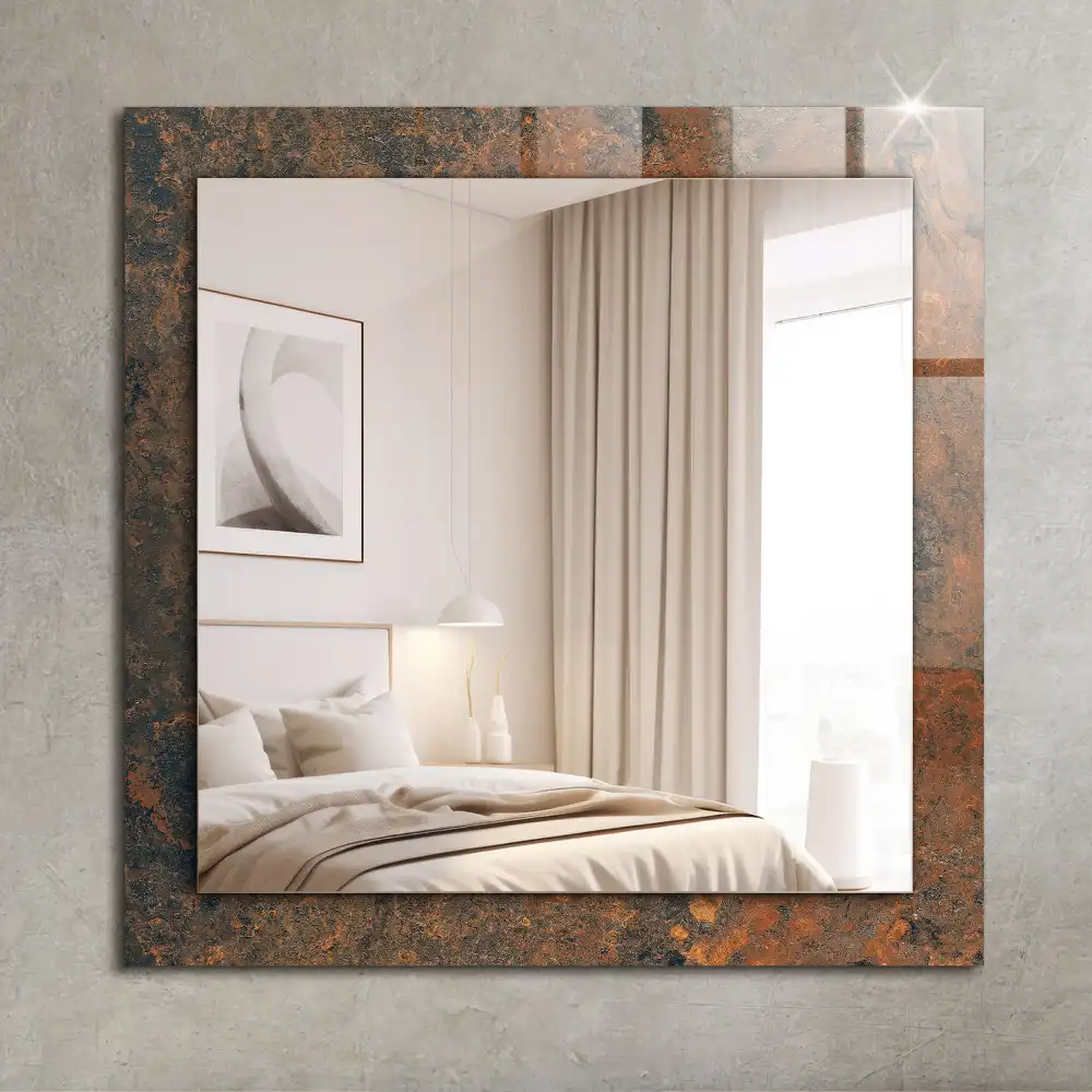Rectangular wall mirror design Rusty metal
