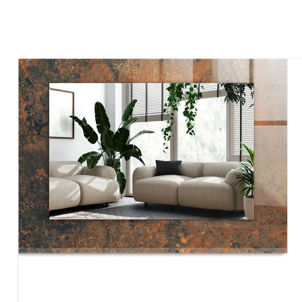Rectangular wall mirror design Rusty metal