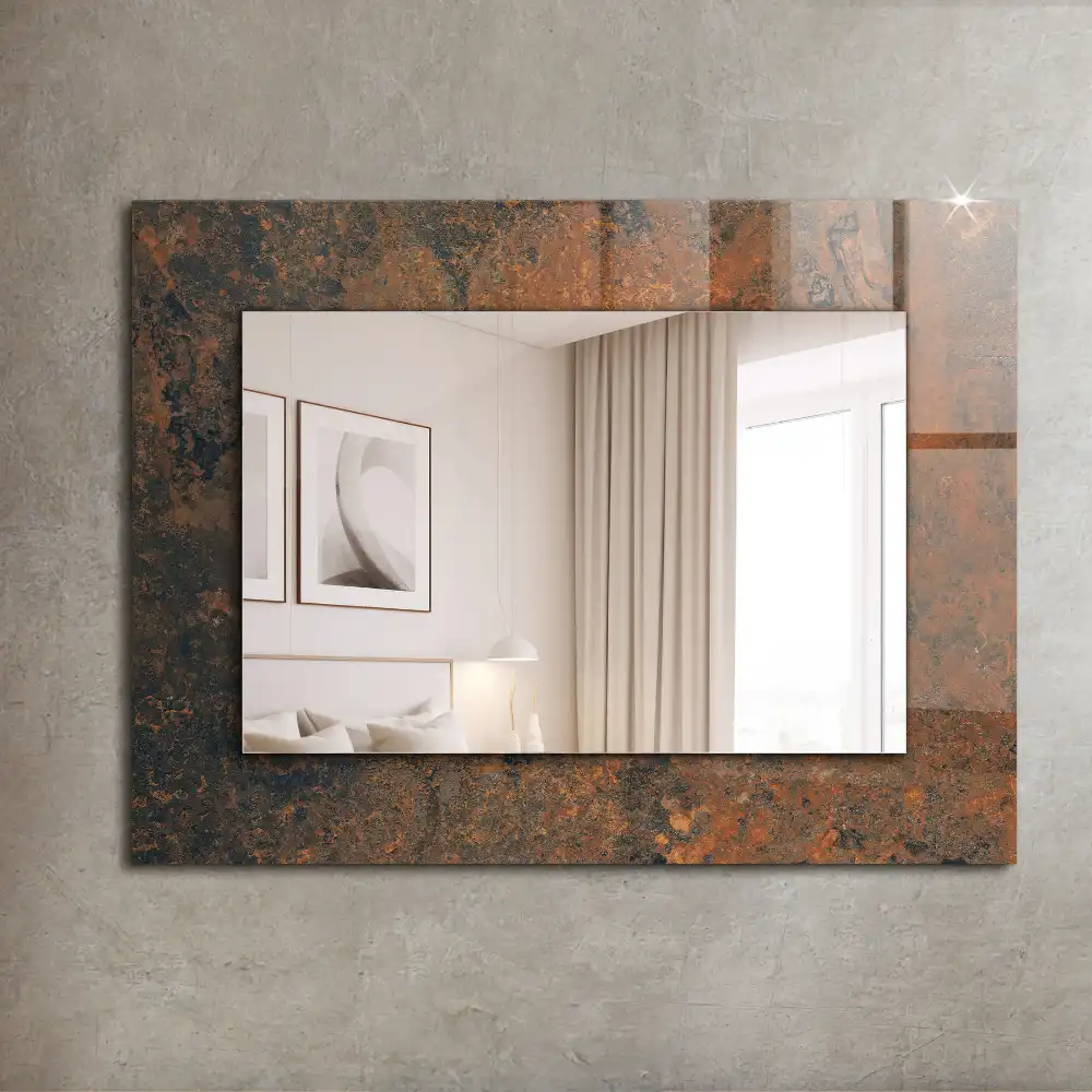 Rectangular wall mirror design Rusty metal