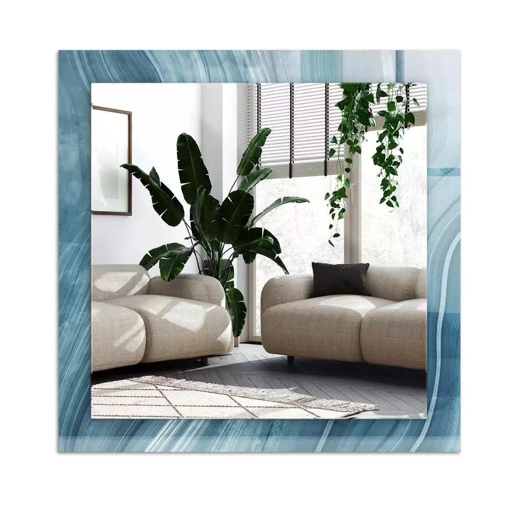 Rectangular decorative mirror Abstract blue lines