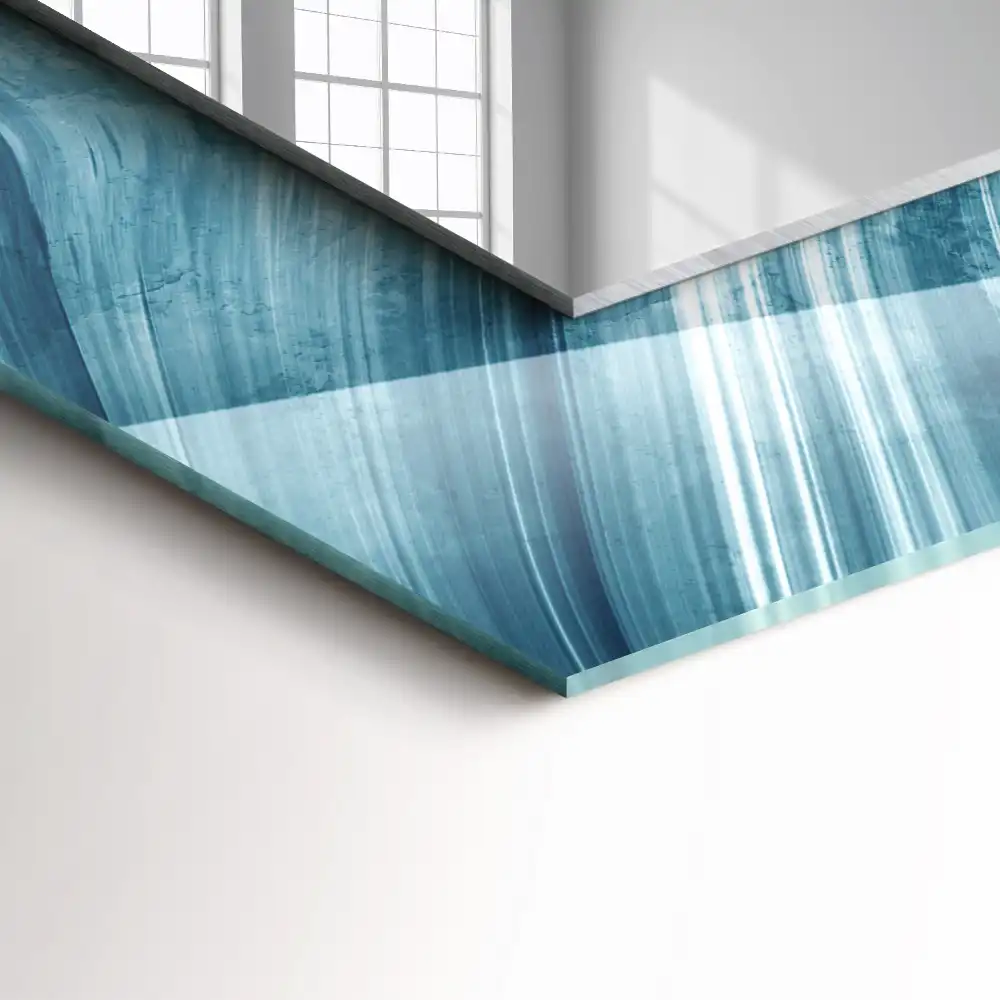 Rectangular decorative mirror Abstract blue lines