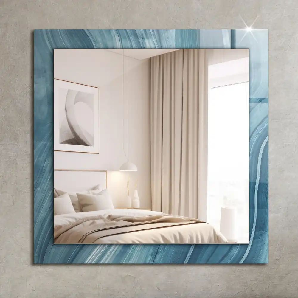 Rectangular decorative mirror Abstract blue lines
