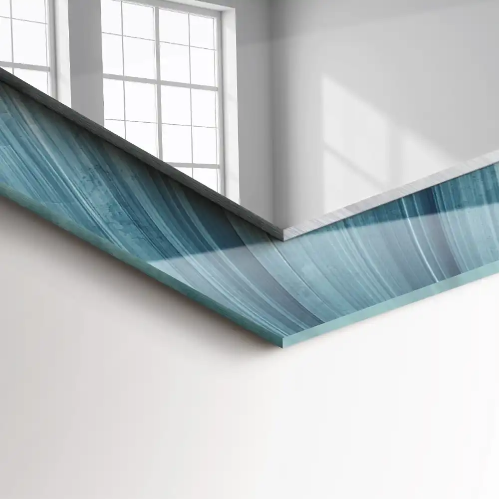 Rectangular decorative mirror Abstract blue lines