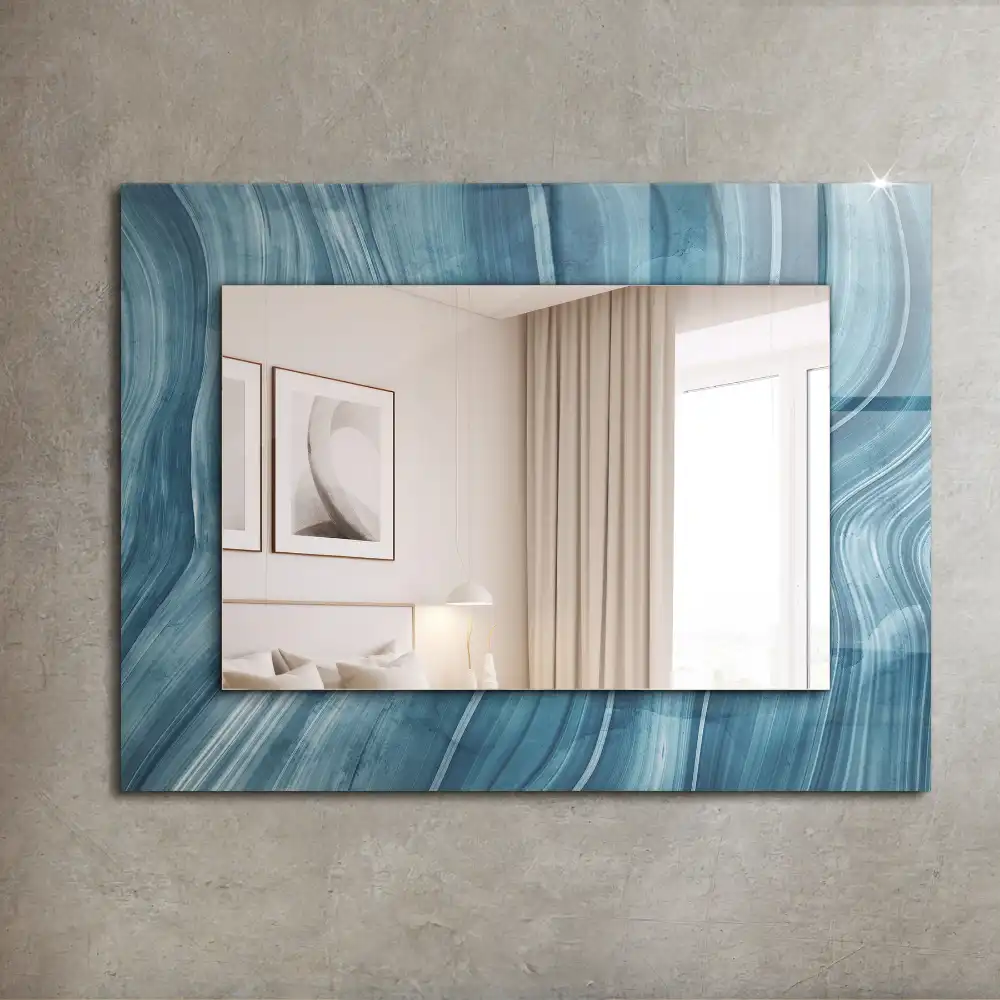 Rectangular decorative mirror Abstract blue lines