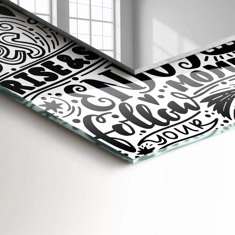 Rectangular decorative mirror Motivational hand lettering