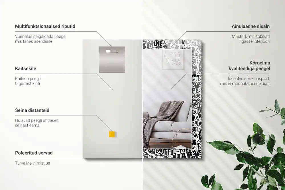 Rectangular decorative mirror Motivational hand lettering