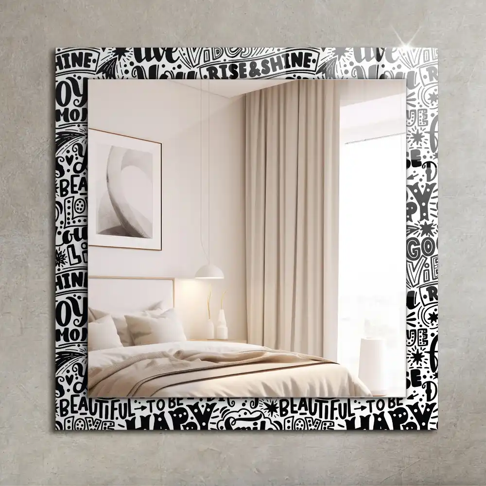 Rectangular decorative mirror Motivational hand lettering