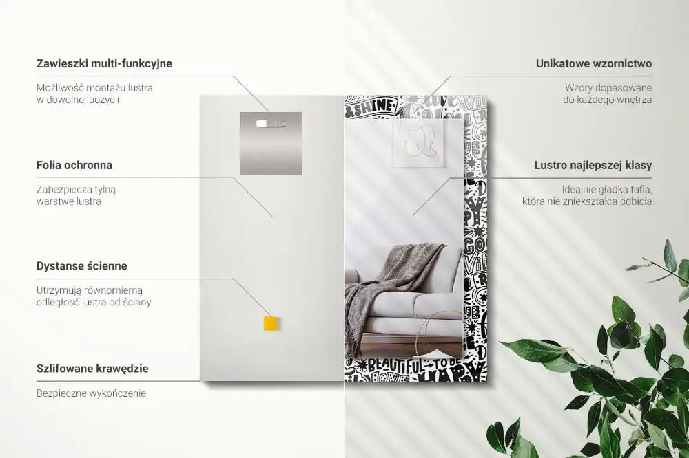 Rectangular decorative mirror Motivational hand lettering