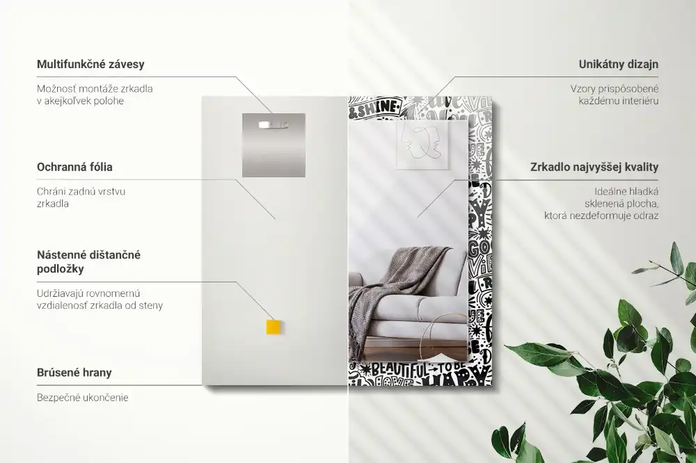 Rectangular decorative mirror Motivational hand lettering