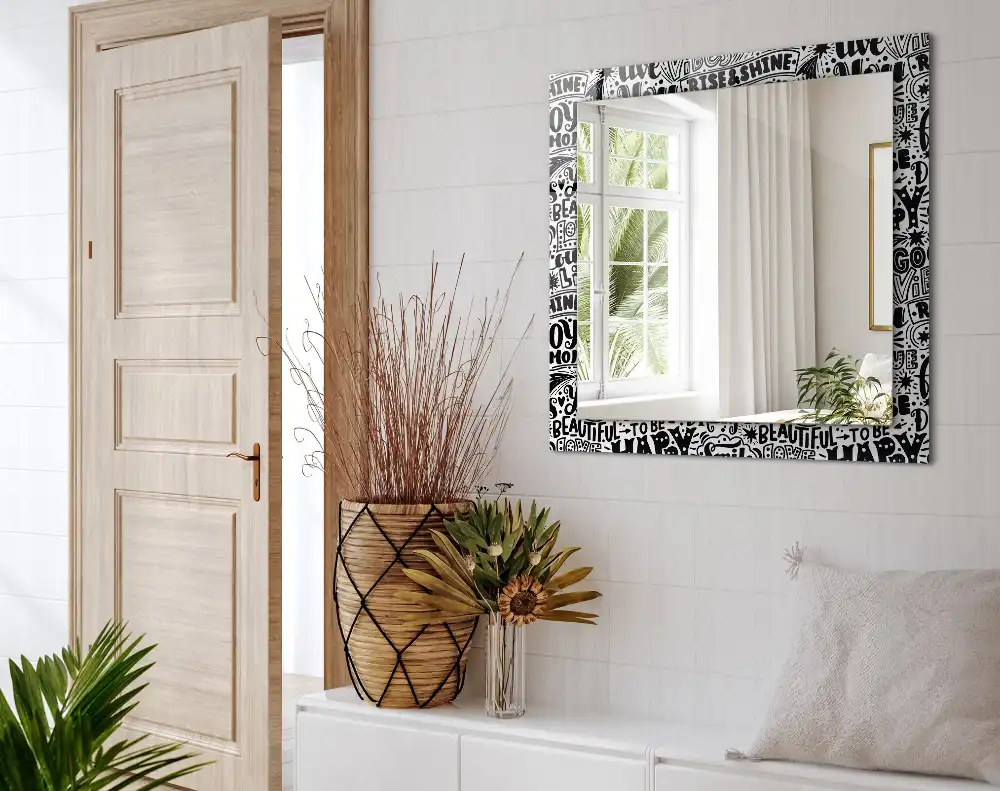 Rectangular decorative mirror Motivational hand lettering